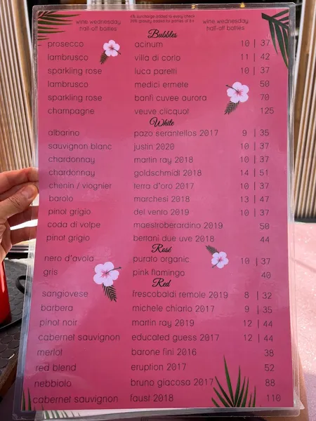 menu of Flamingo Deck