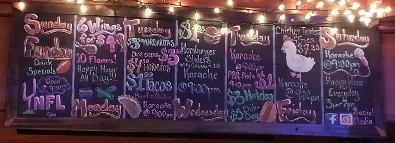 menu of JT's Tavern