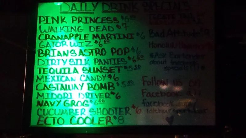 menu of Idle Hour Sports Bar