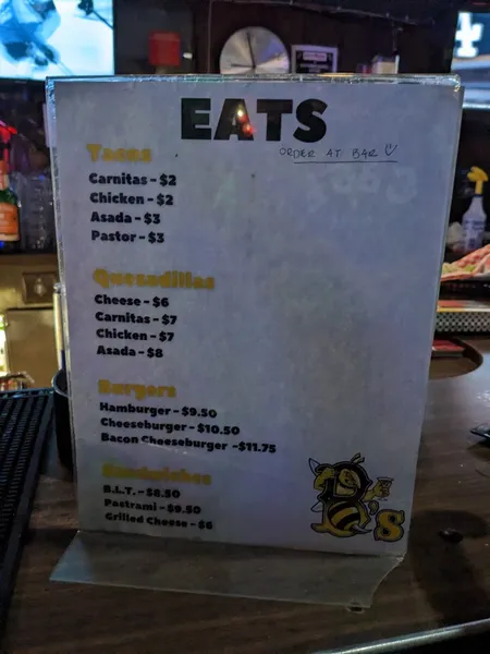 menu of B's Cocktails (Boomer's)