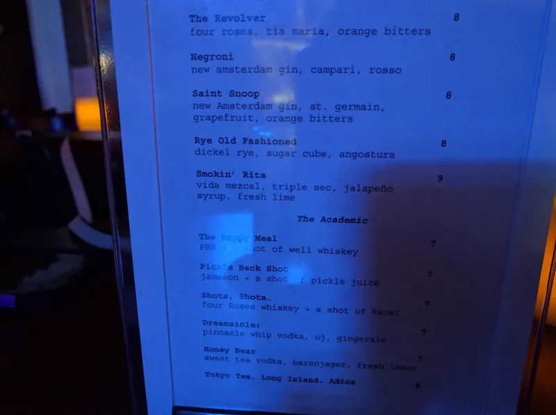 menu of The Graduate