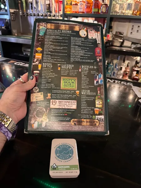 menu of Jameson's Irish Pub