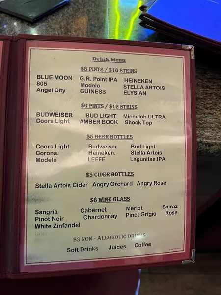 menu of Snow White Cafe