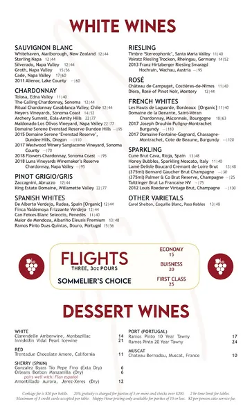 menu of Vino Wine & Tapas Room