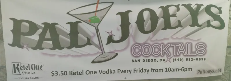 menu of Pal Joey's Cocktail Lounge