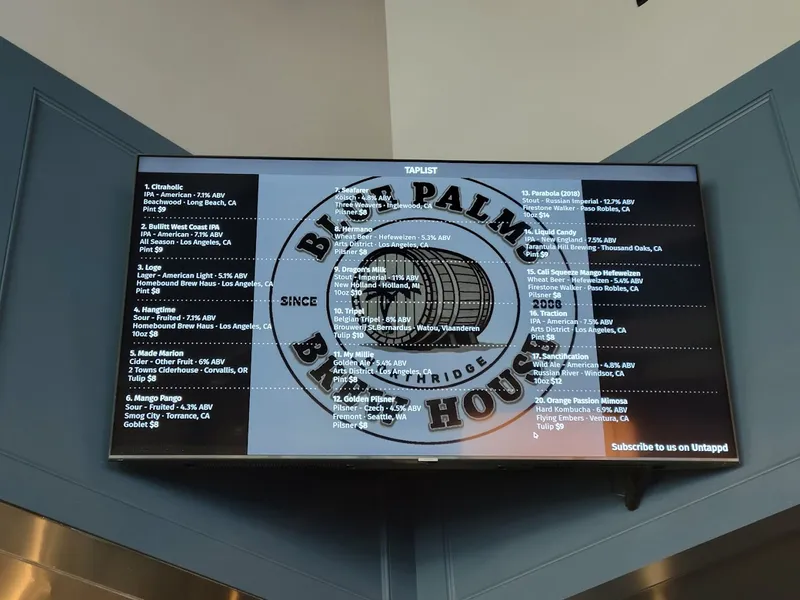 menu of Blue Palms Brewhouse