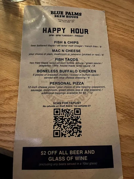 menu of Blue Palms Brewhouse