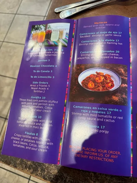 menu 2 of La Morada