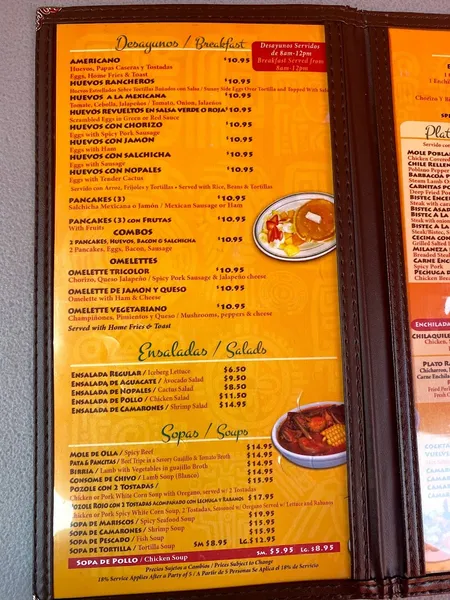 menu 1 of Las Delicias Mexicanas