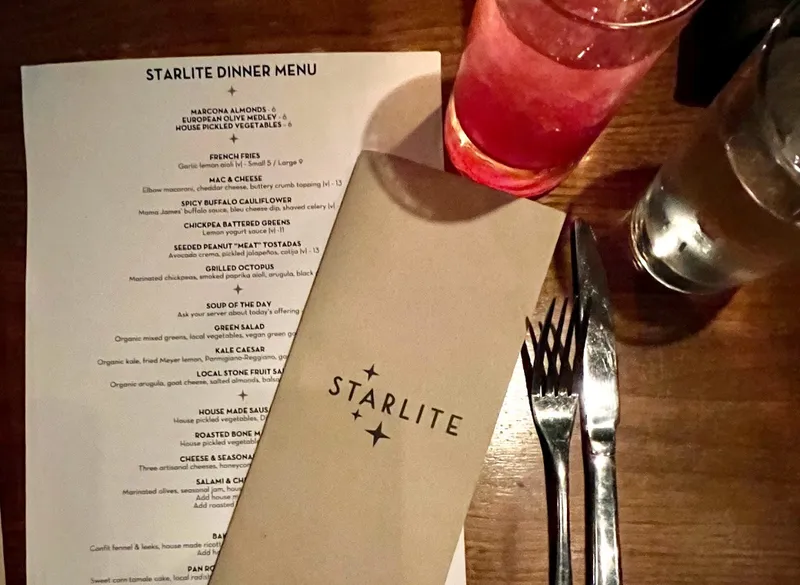 menu of Starlite