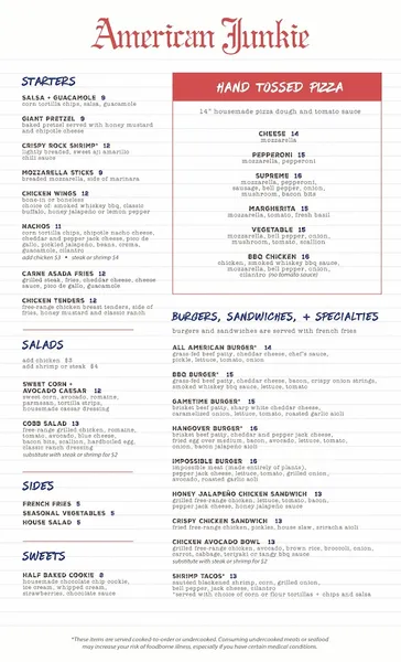 menu of American Junkie