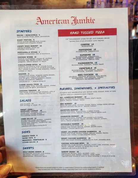 menu of American Junkie