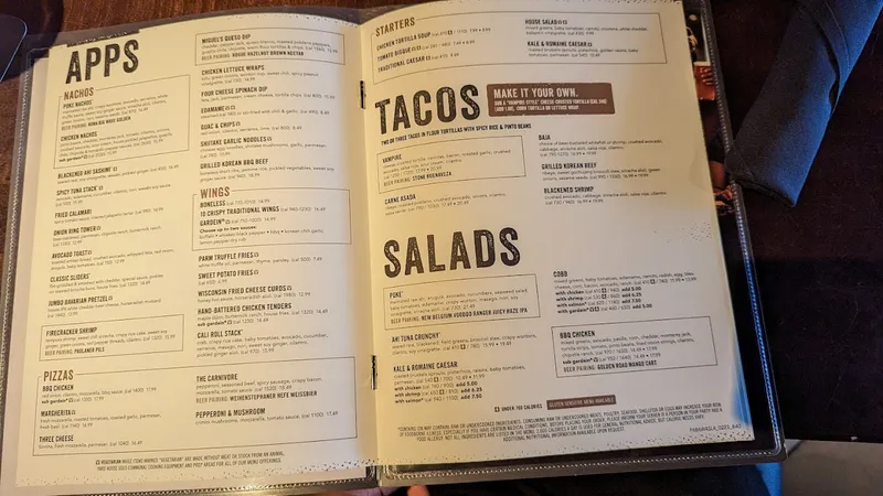 menu of Yard House