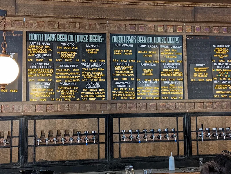 menu of Mastiff Kitchen at North Park Beer Co.