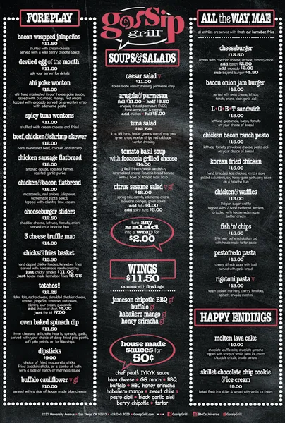 menu of Gossip Grill