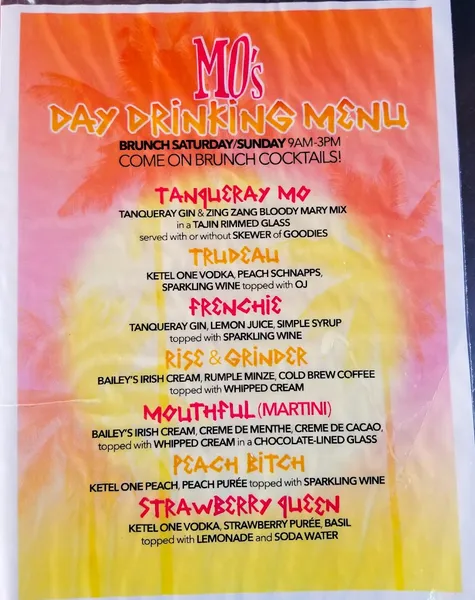 menu of Urban MO's Bar & Grill