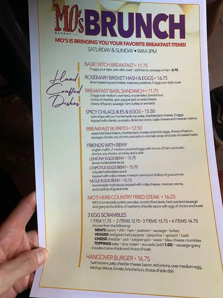 menu of Urban MO's Bar & Grill