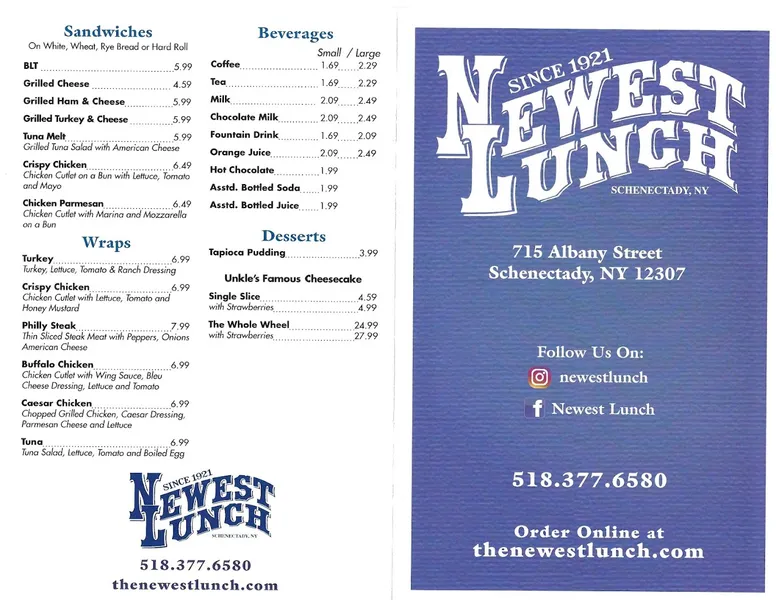 menu of Newest Lunch