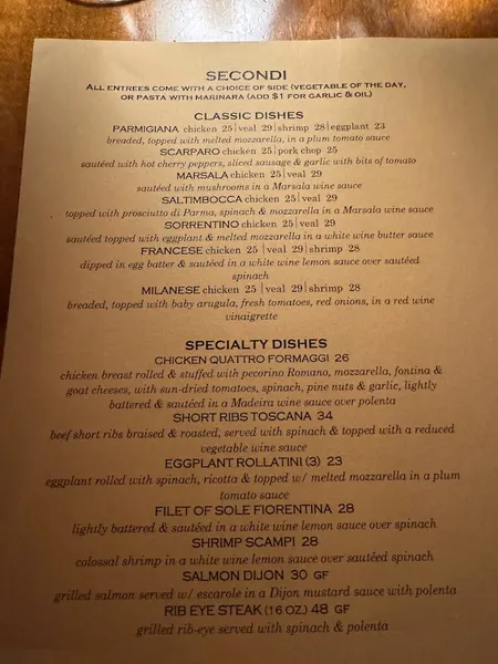 menu of Antonio's Trattoria