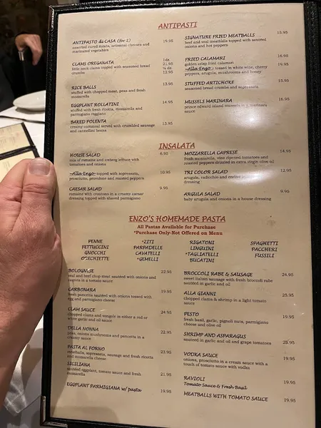 menu of Enzo's of Arthur Avenue