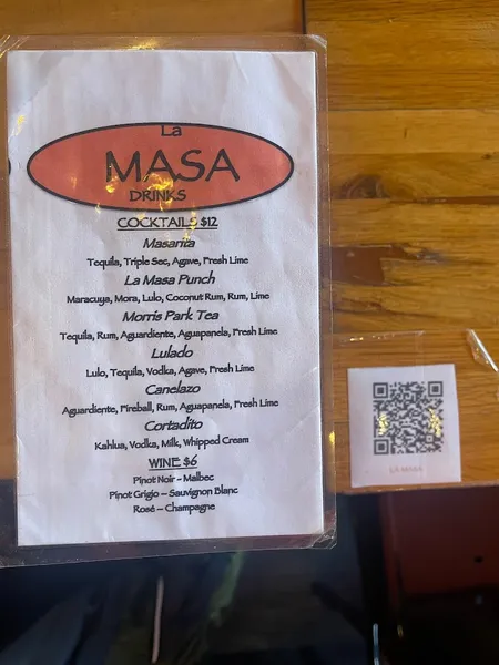 menu of La Masa Restaurant