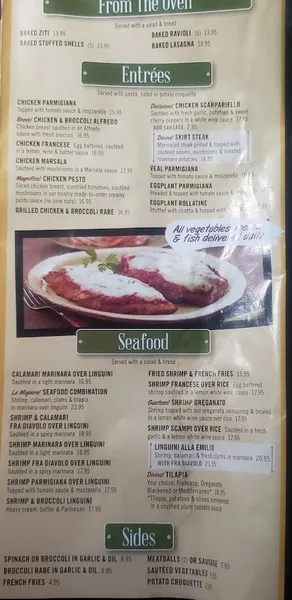 menu of Emilio's of Morris Park