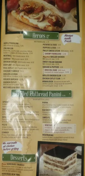 menu of Emilio's of Morris Park