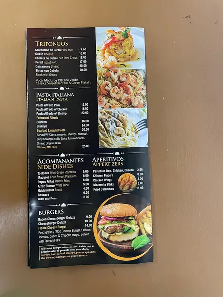 menu of Los Primos Restaurant