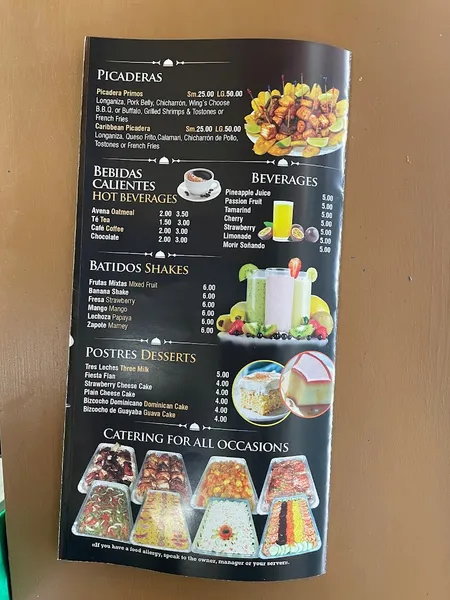 menu of Los Primos Restaurant