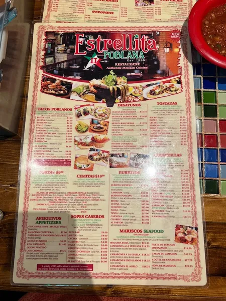 menu of Estrellita Poblana II