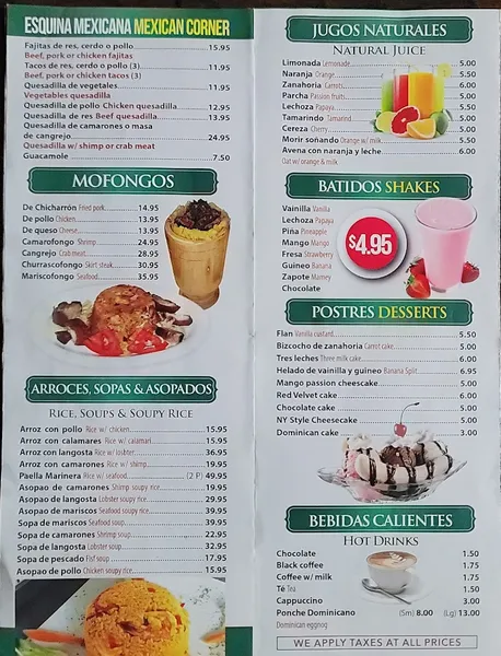 menu of Caridad Kingsbridge