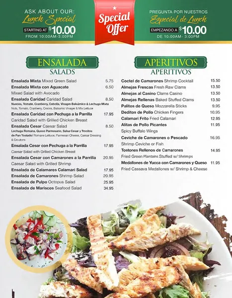 menu of Caridad Kingsbridge