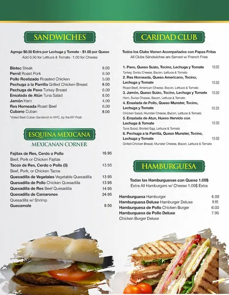 menu of Caridad Kingsbridge