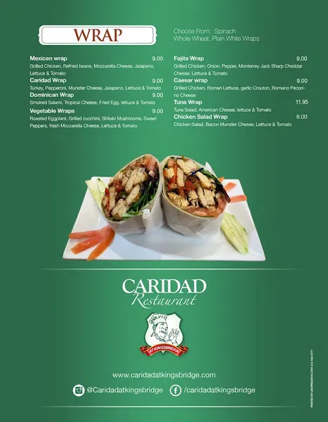 menu of Caridad Kingsbridge