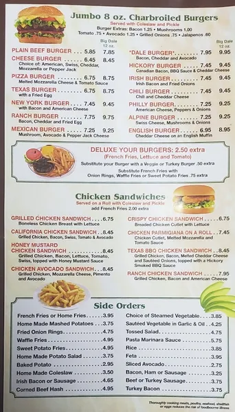 menu of Dale Diner