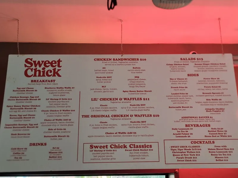 menu of Sweet Chick