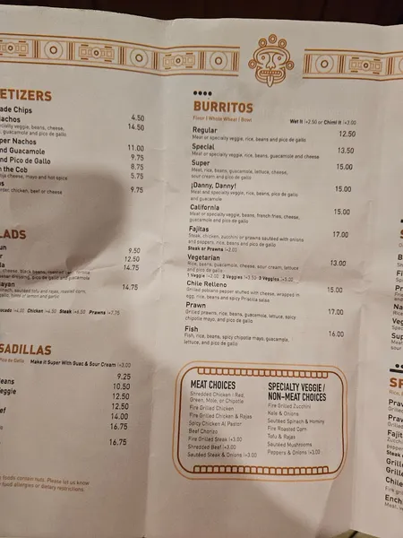 menu of Maya Taqueria - Vanderbilt Avenue