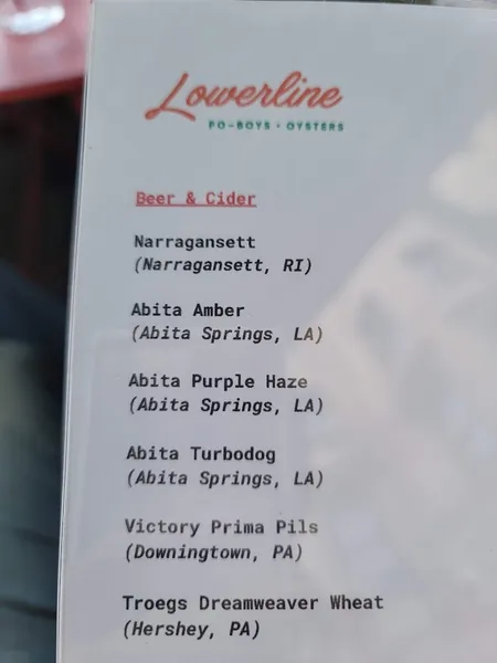 menu of Lowerline