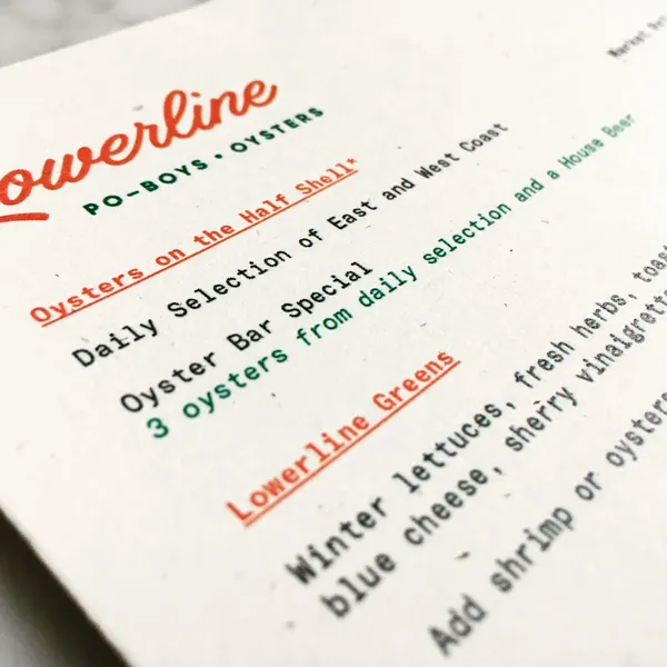 menu of Lowerline