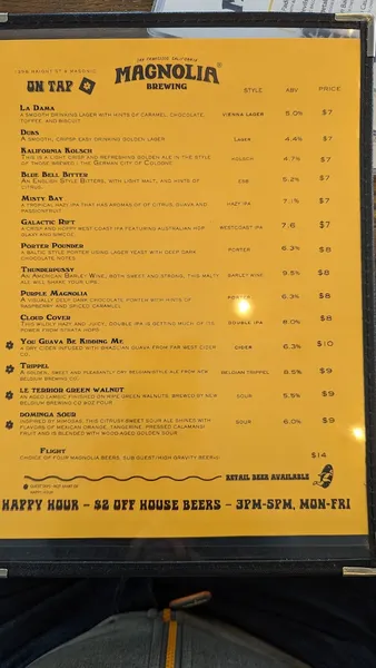 menu of Magnolia Brewing - Haight