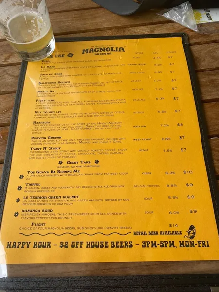 menu of Magnolia Brewing - Haight