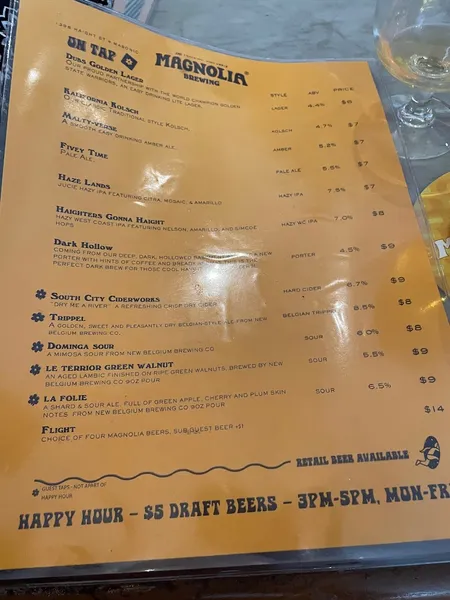 menu of Magnolia Brewing - Haight