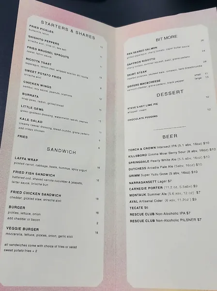 menu of Sisters