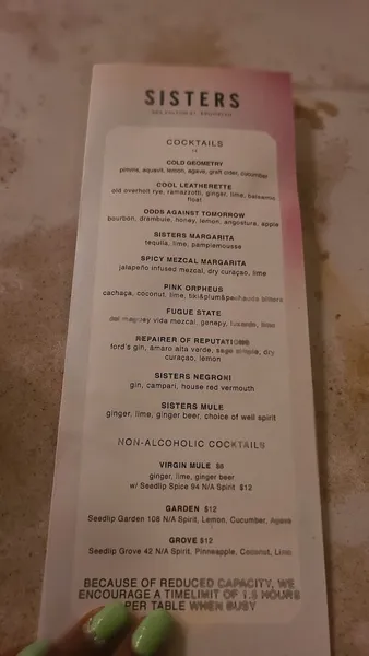 menu of Sisters