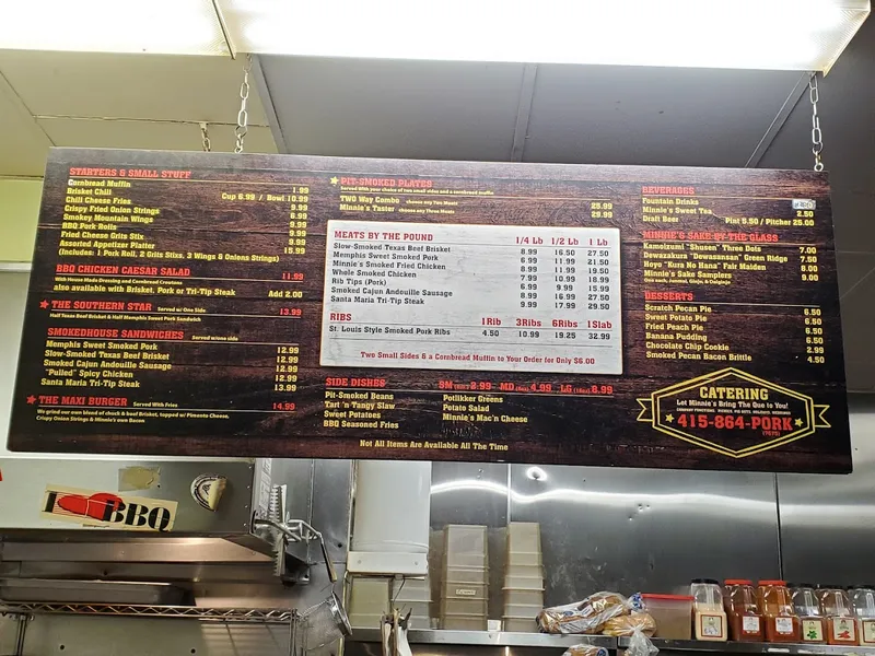 menu of Memphis Minnie's BBQ Joint