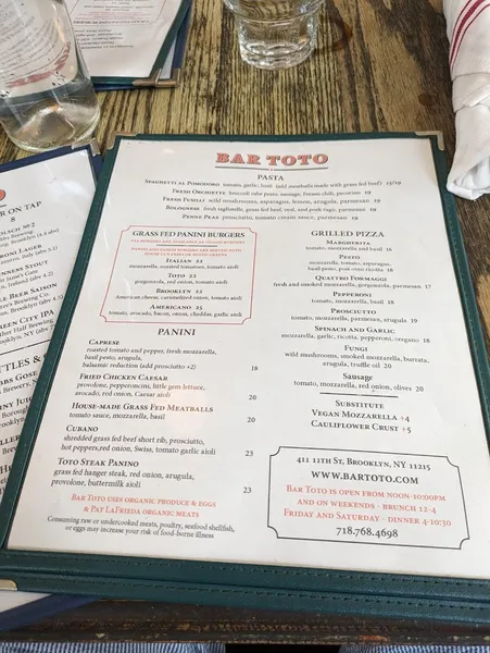 menu of Bar Toto