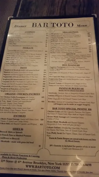 menu of Bar Toto