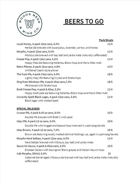 menu of Woods Polk Station