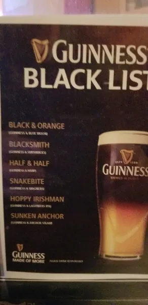 menu of The Blarney Stone Bar