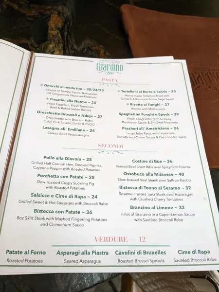 menu of Giardino 54